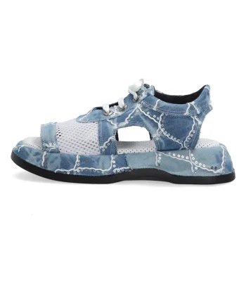 Sandale denim cu garnitura de plasa