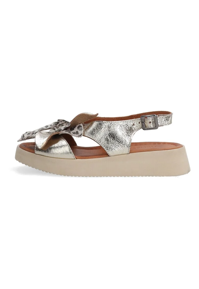 Sandale wedge din piele cu design floral