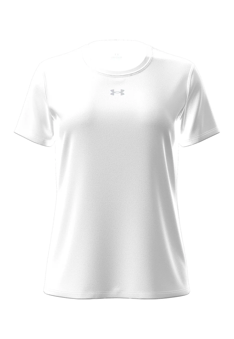 Tricou cu decolteu la baza gatului si logo discret, Alb optic