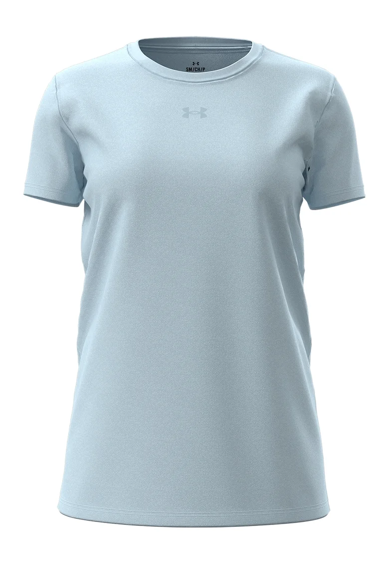 Tricou cu decolteu la baza gatului si logo discret, Albastru pastel
