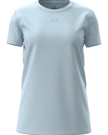 Tricou cu decolteu la baza gatului si logo discret, Albastru pastel