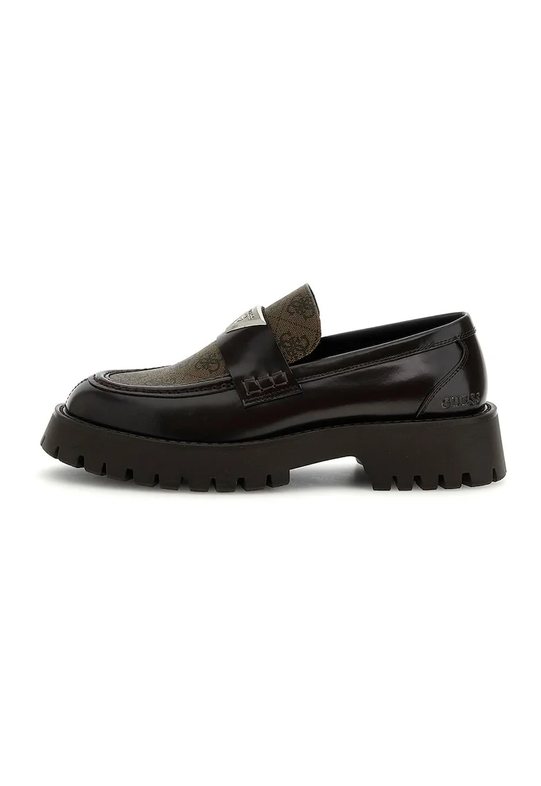 Pantofi loafer din piele cu garnituri din material sintetic, Negru/Maro