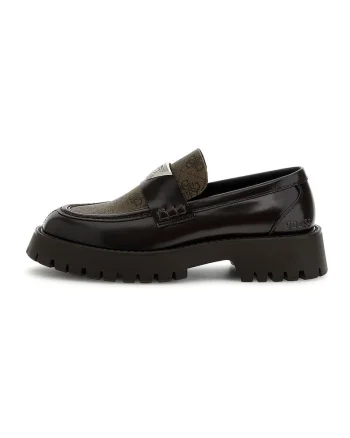 Pantofi loafer din piele cu garnituri din material sintetic, Negru/Maro