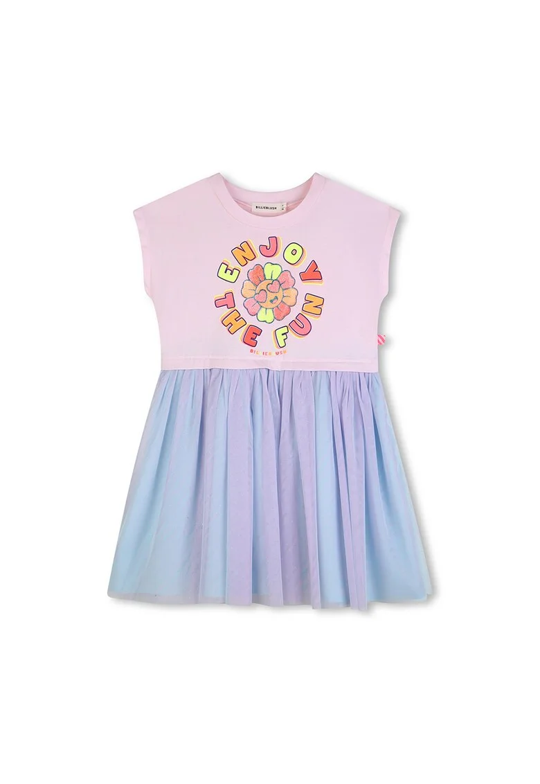 Rochie evazata cu imprimeu, Roz/Albastru