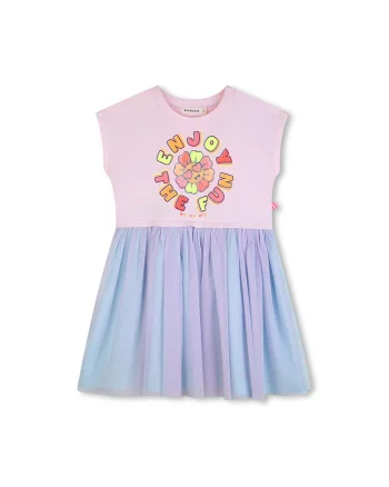 Rochie evazata cu imprimeu, Roz/Albastru