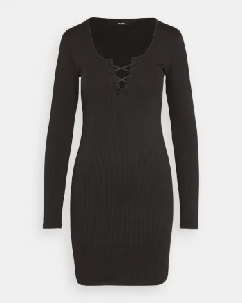 Rochie Dama,  Cu maneci lungi si cambrata, Negru 2034