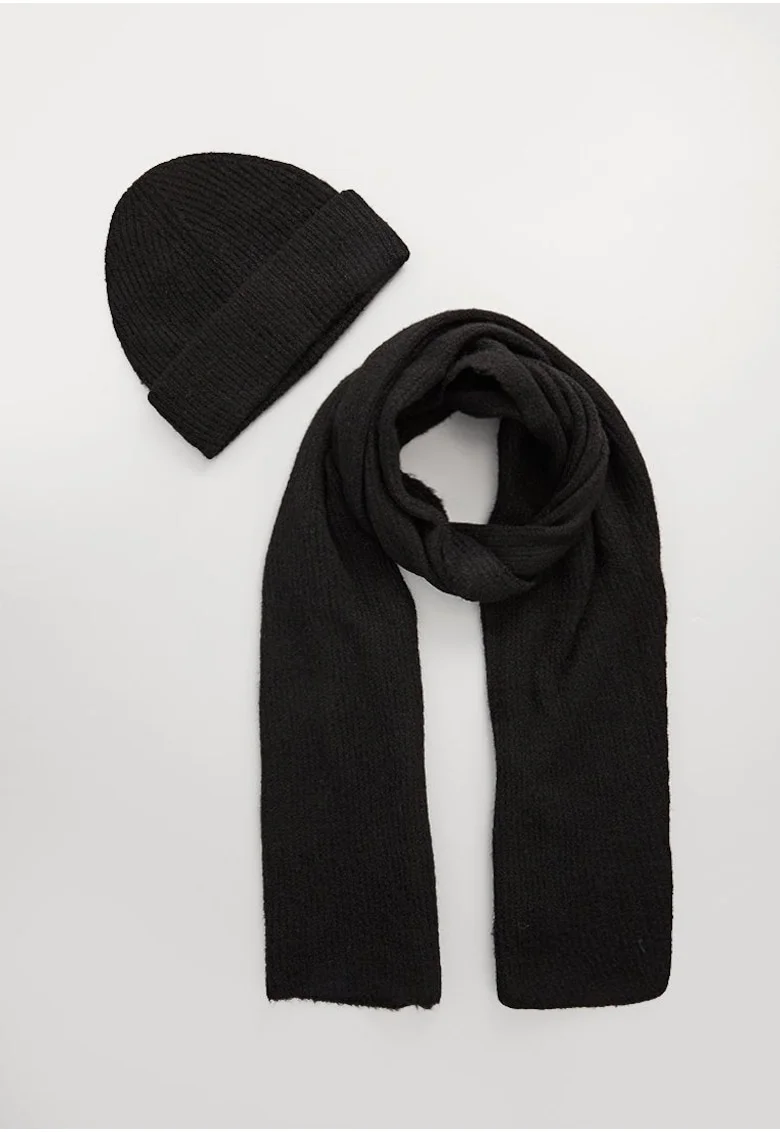 Set caciula si esarfa dama,  Negru, Marime Universala