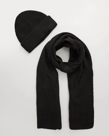 Set caciula si esarfa dama,  Negru, Marime Universala