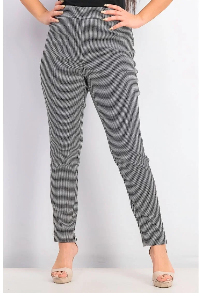 Pantaloni Dama,  Eleganti cu talie inalta, Alb/Negru, M Negru