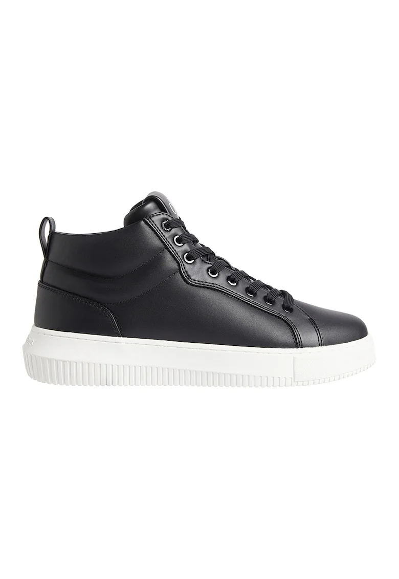 Pantofi sport inalti de piele, Negru/Alb murdar