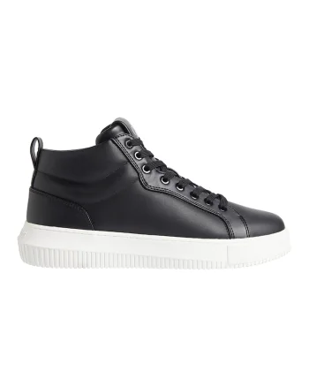 Pantofi sport inalti de piele, Negru/Alb murdar