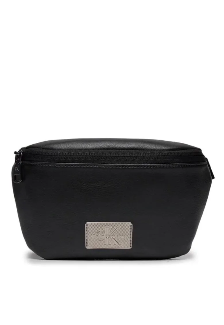 Borseta Unisex,  Negru, Logo Metalic, Piele Ecologica 2363, Negru