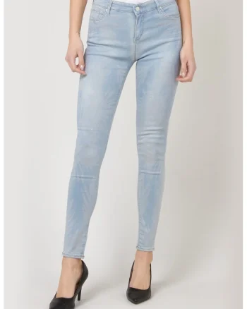 Blugi Dama,  Albastru Deschis, Denim, Imprimeu Floral 2373, Albastru deschis