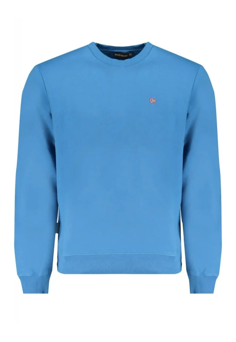 Bluza barbati cu logo, croiala Regular fit, decolteu la baza gatului, Albastru, Albastru