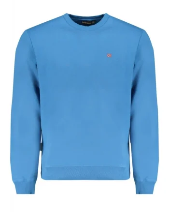Bluza barbati cu logo, croiala Regular fit, decolteu la baza gatului, Albastru, Albastru