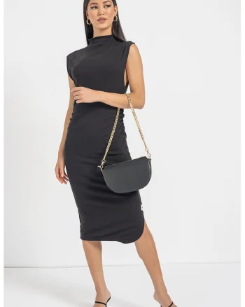 Rochie tricotata cu slit lateral, Negru