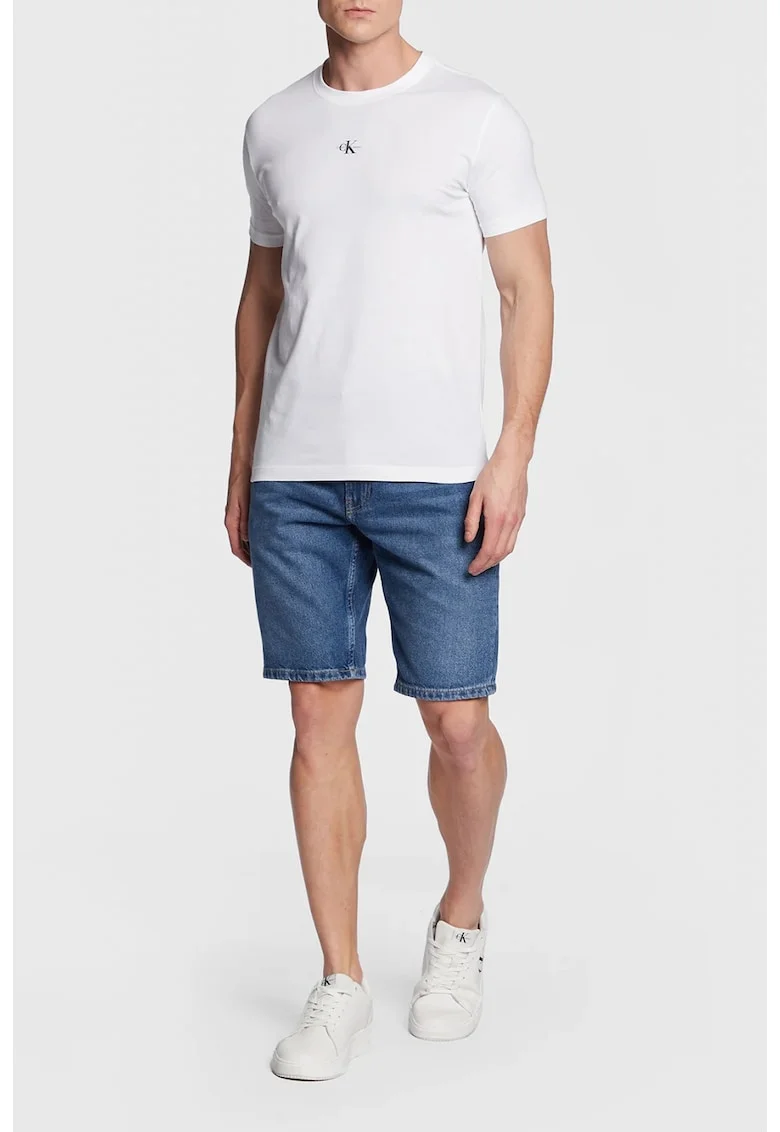 Tricou Barbati,  Jeans, Logo, Bumbac, Alb, XL Alb
