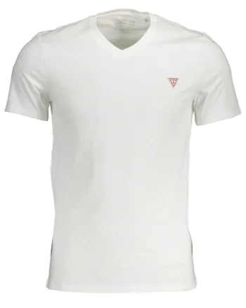 GUESS, Tricou slim fit de bumbac cu decolteu in V