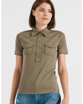 Tricou polo slim fit, Verde feriga