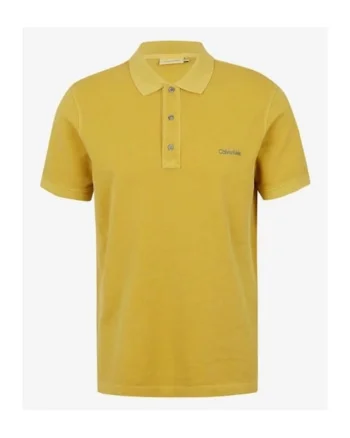 Tricou polo barbati din bumbac cu logo brodat si croiala Regular fit, galben, Galben
