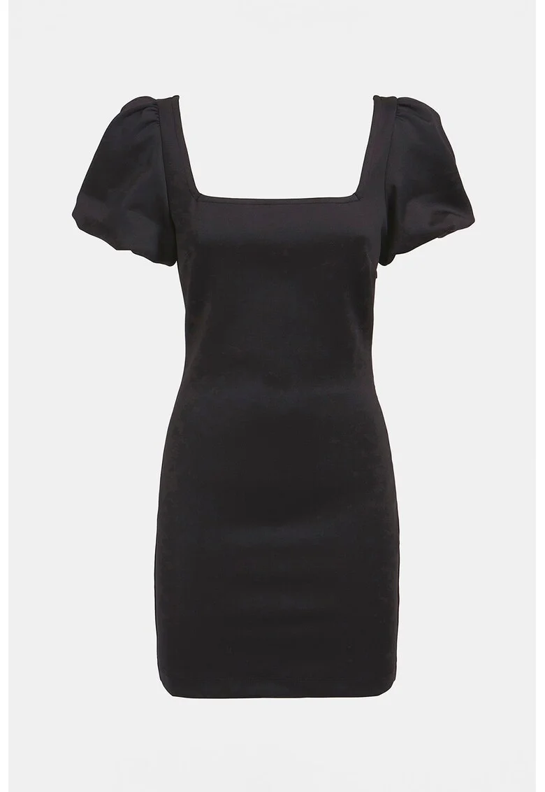 Rochie mini cu decolteu patrat, Negru