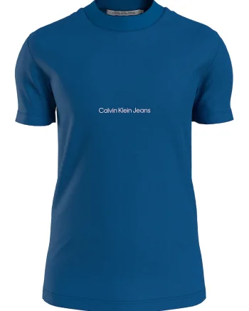 Tricou slim fit din amestec de bumbac organic, Albastru