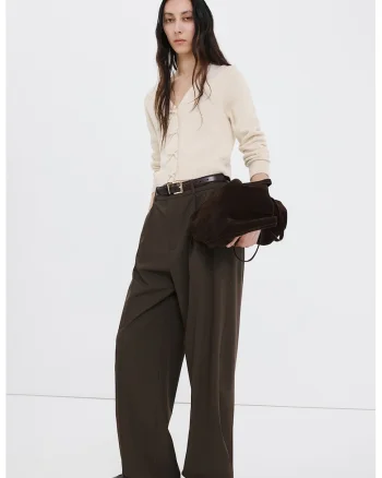 Cardigan crop cu funde, Bej deschis