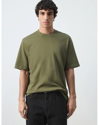 Tricou heavy cu croiala relaxed-fit, Verde inchis