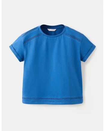 Tricou cu decolteu rotund, Albastru