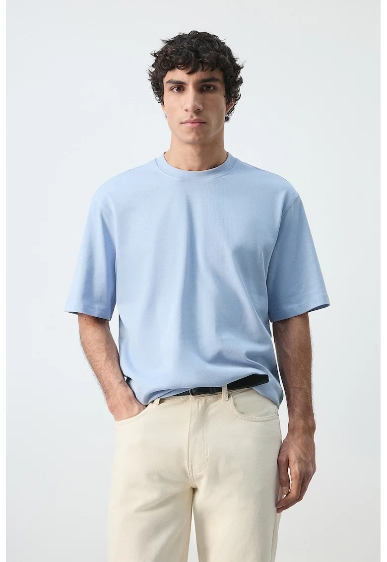 Tricou heavy cu croiala relaxed-fit, Albastru pastel