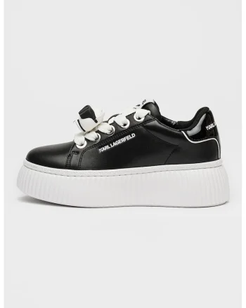 Pantofi sport flatform din piele cu detalii monograma, Negru