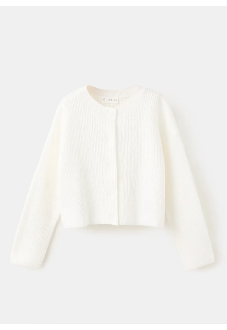 Cardigan din amestec de bumbac, Alb
