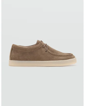 Pantofi barcuta din piele intoarsa, Maro camel