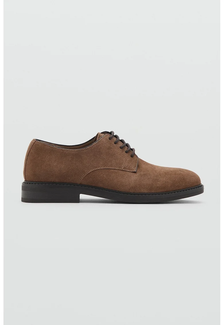 Pantofi din piele cu sireturi, Caramel