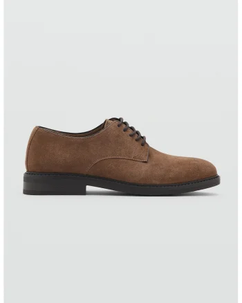 Pantofi din piele cu sireturi, Caramel