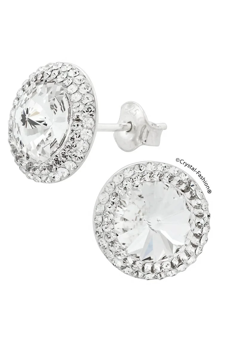 Cercei Argint 925 cu cristale Swarovski® Rivoli England Queen GL 1.2cm surub