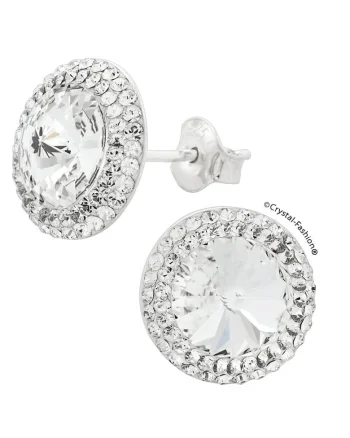 Cercei Argint 925 cu cristale Swarovski® Rivoli England Queen GL 1.2cm surub