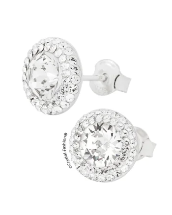 Cercei Argint 925 cu cristale Swarovski® Chaton England Queen GL, 1cm surub