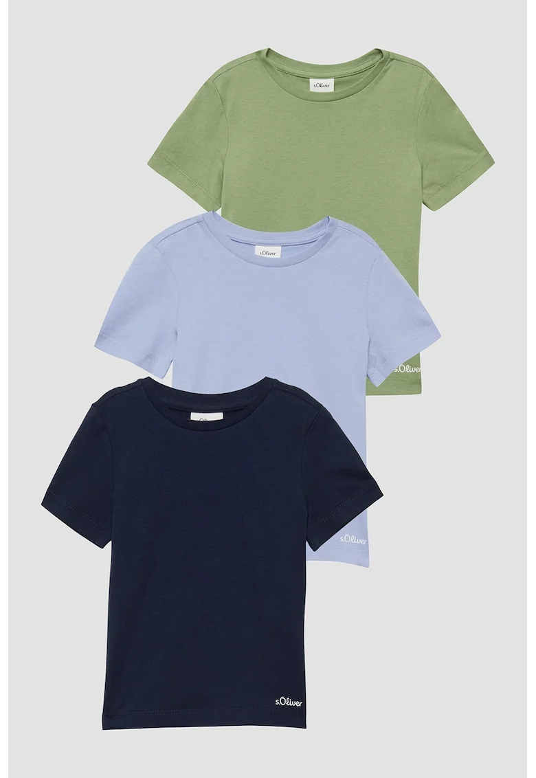 Set de tricouri din bumbac - 3 piese, Verde/Albastru