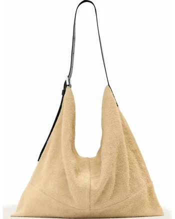 Geanta hobo de piele intoarsa, Maro camel