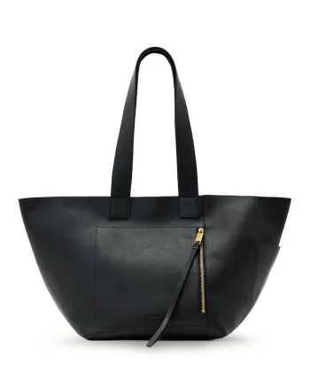 Geanta shopper de piele, Gri antracit
