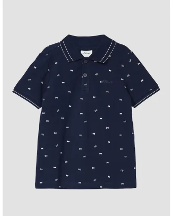 Tricou polo din material pique cu logo discret, Alb optic/Bleumarin
