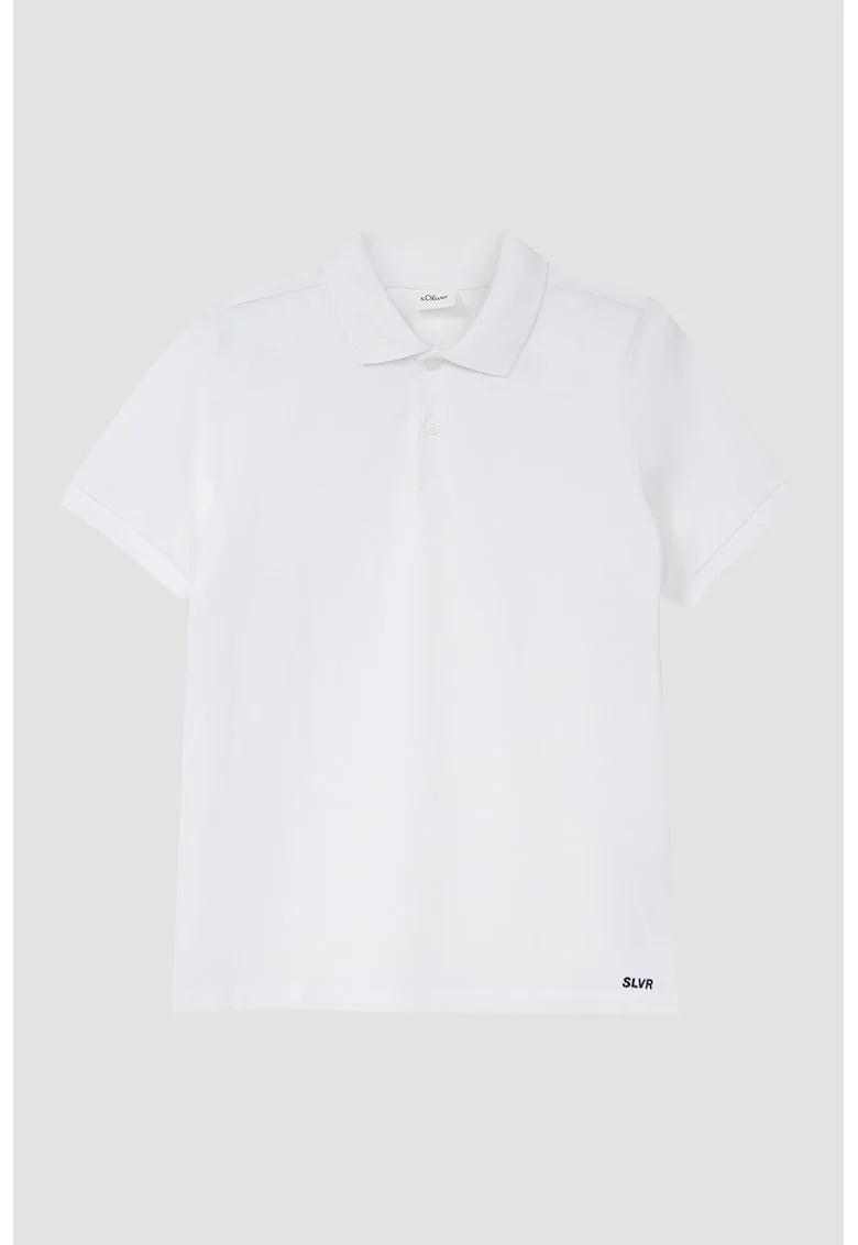 Tricou polo cu model uni, Alb optic