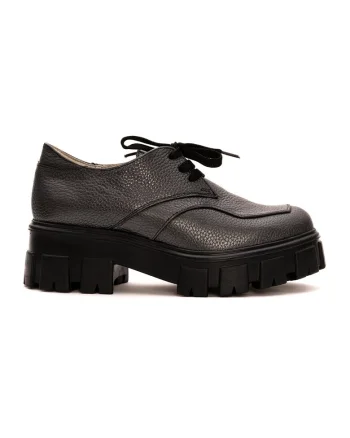 Pantofi derby de piele cu aspect masiv, Gri inchis