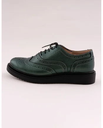 Pantofi brogue de piele, Verde inchis
