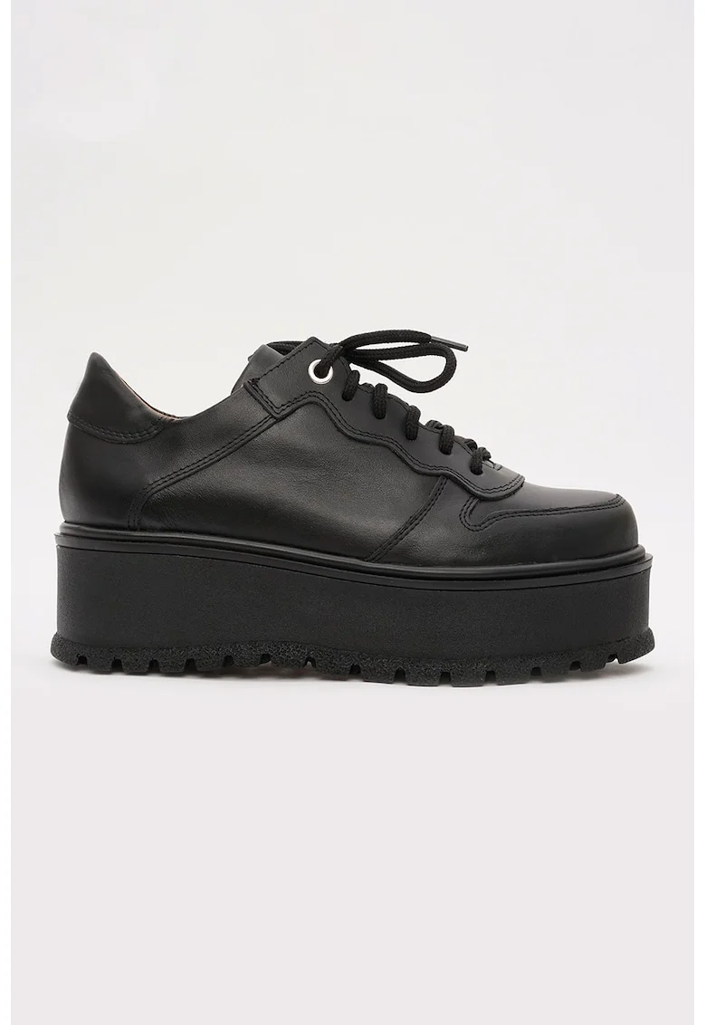 Pantofi de piele cu platforma, Negru