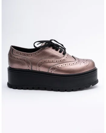 Pantofi brogue flatform de piele, Bronz