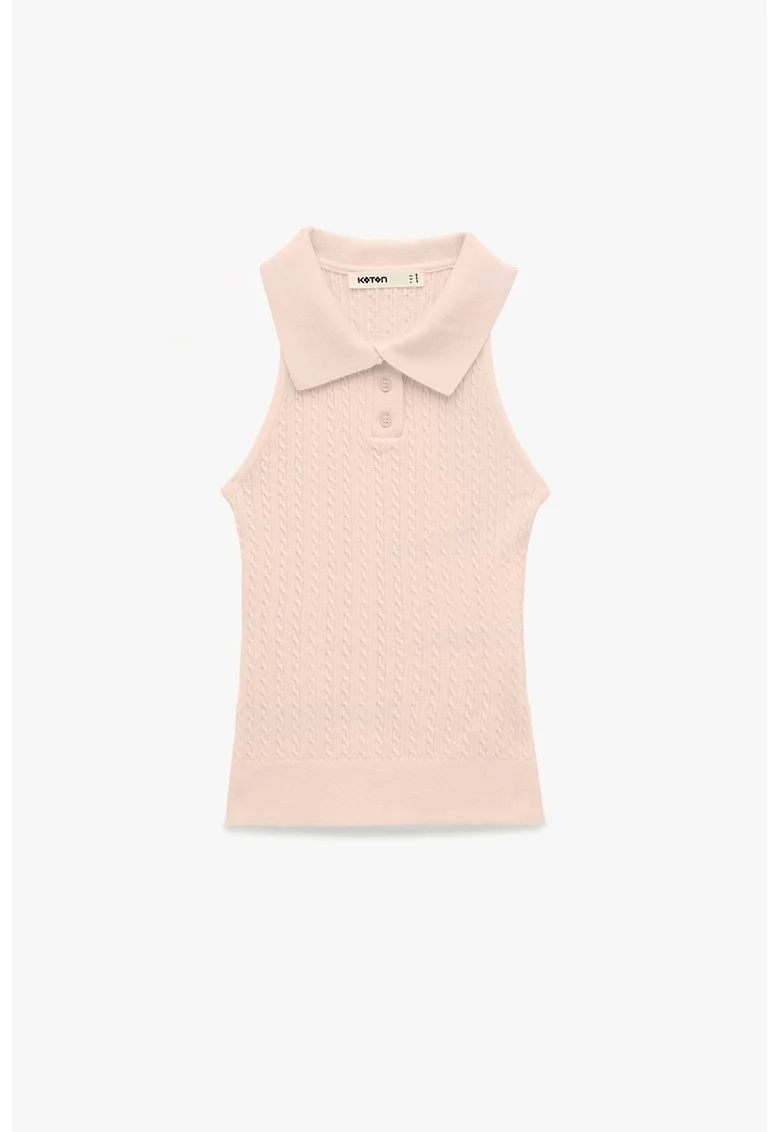 Top polo slim fit, Roz pal