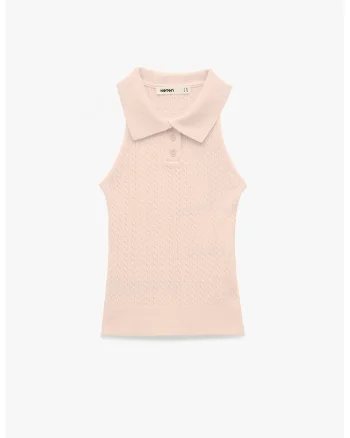 Top polo slim fit, Roz pal