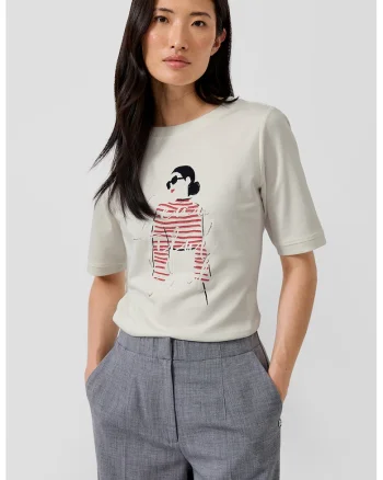 Tricou de bumbac cu strasuri, Roz pastel/Alb murdar